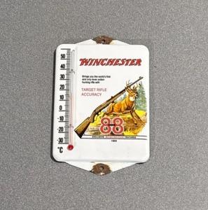 Vintage 1955 Winchester Porcelain Thermometer Sign
