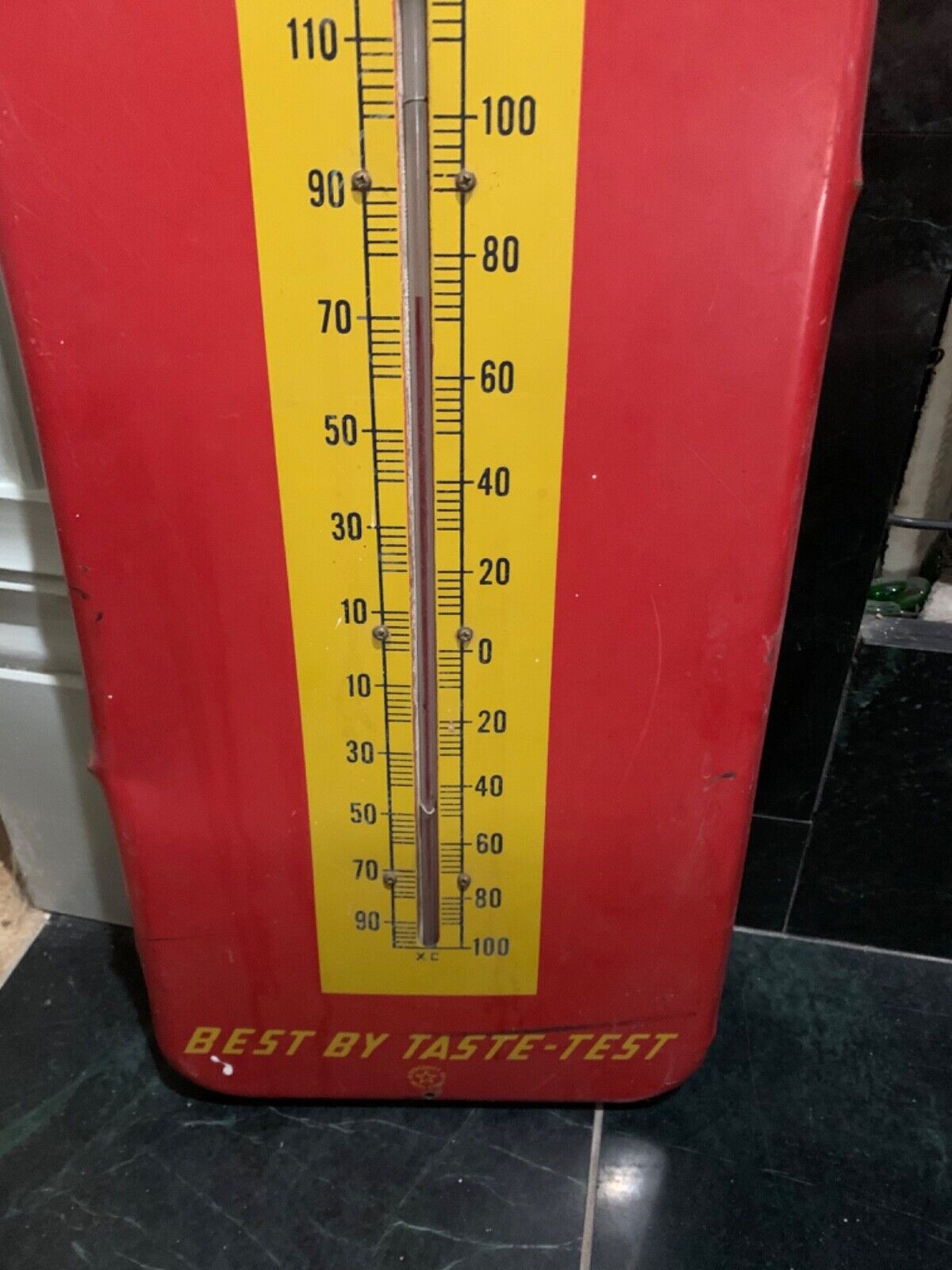 Vintage Royal Crown Cola Enamel Thermometer - Rare
