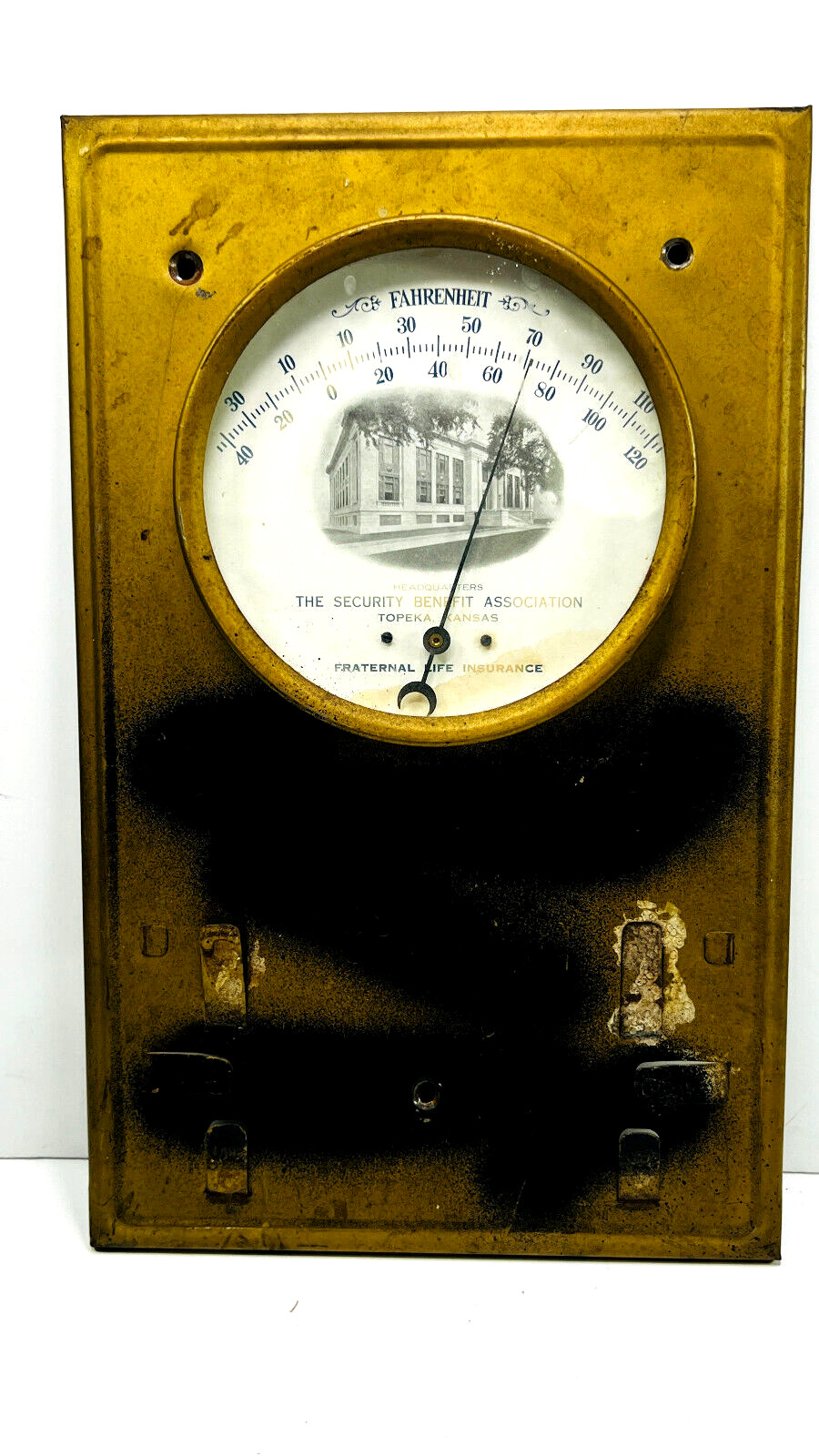 Vintage Security Benefit Topeka KS thermometer advertising
