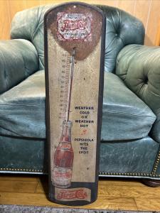 Vintage Pepsi Cola Advertising Thermometer Sign