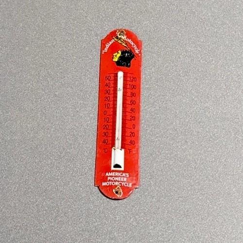 Vintage 12” Indian Bike Porcelain Thermometer Sign