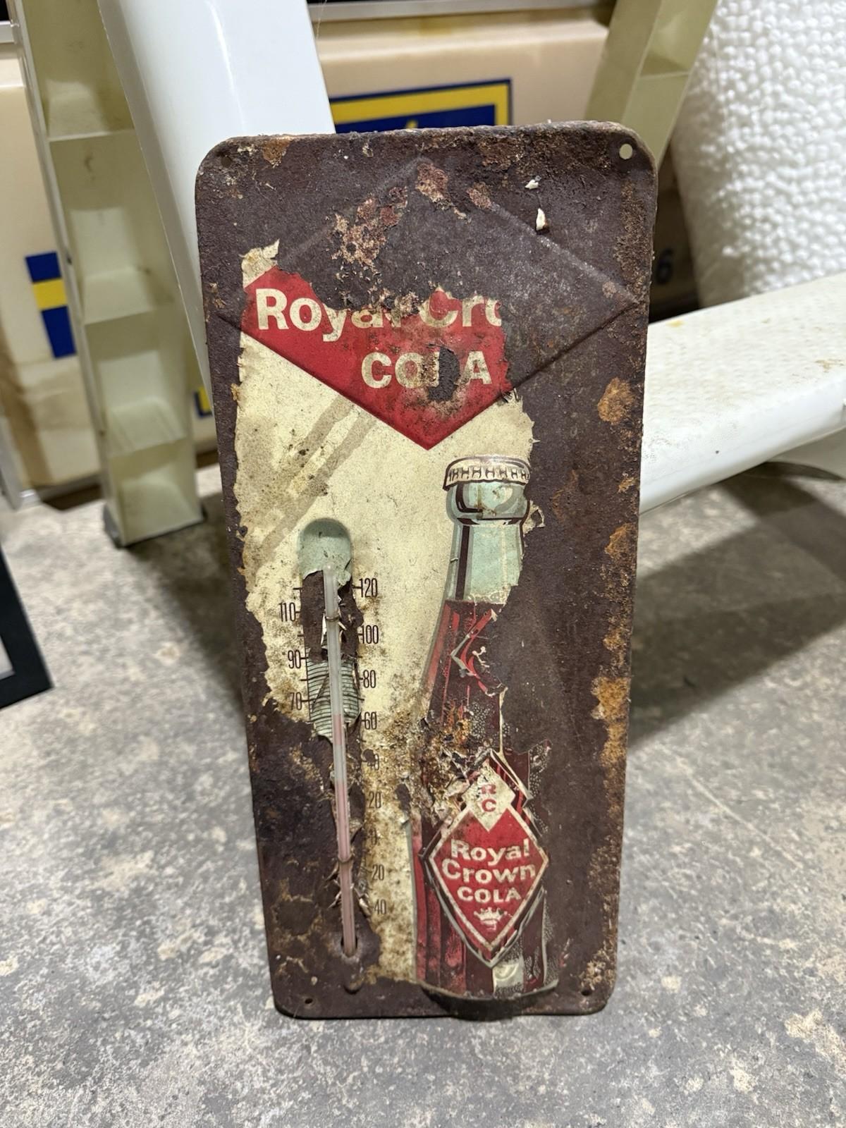 Royal Crown Cola Vintage Metal Thermometer Sign