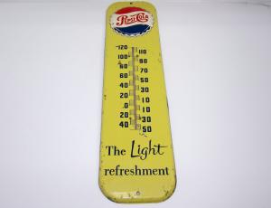 1955 Pepsi-Cola Thermometer Metal Sign, Vintage 27