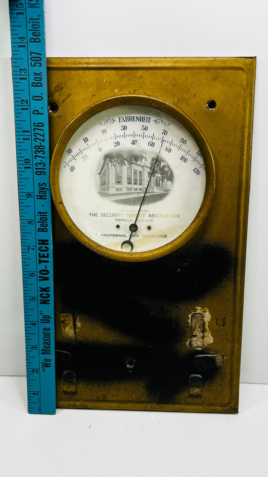 Vintage Security Benefit Topeka KS thermometer advertising