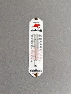 Vintage Mobil Pegasus Porcelain Thermometer Sign