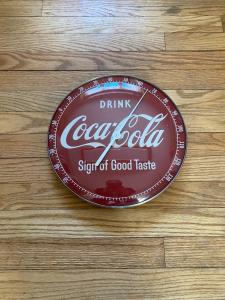 Vintage Coca-Cola Glass Face Thermometer Sign 12