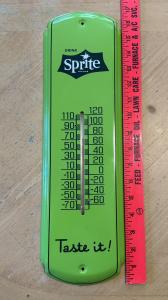 Sprite Soda Metal Advertising Thermometer - 17"x5