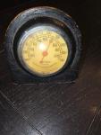Vintage Germanow-Simon Chrome Wood Car Thermometer