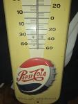 1950s Pepsi Cola Embossed Metal Thermometer Sign