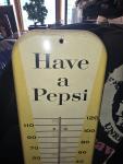 1950s Pepsi Cola Embossed Metal Thermometer Sign