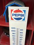 Vintage Pepsi Cola Metal Thermometer 28"x7