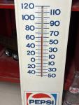 Vintage Pepsi Cola Metal Thermometer 28"x7
