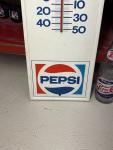Vintage Pepsi Cola Metal Thermometer 28"x7