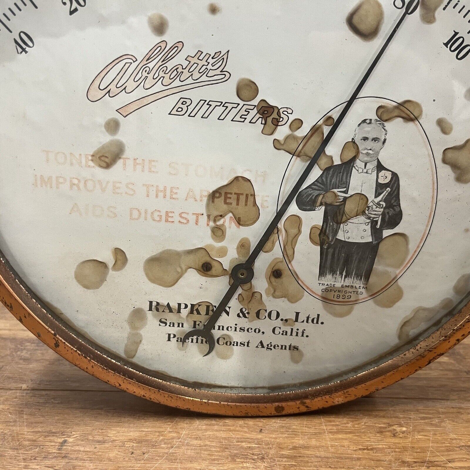 Vintage ABBOTTS BITTERS Thermometer - Brings Digestive Aid