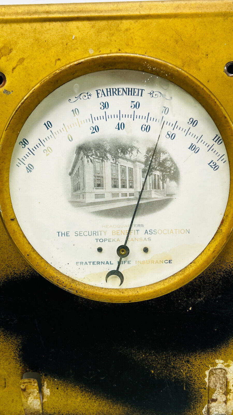 Vintage Security Benefit Topeka KS thermometer advertising