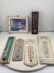 Lot of 6 Vintage Advertising Thermometers