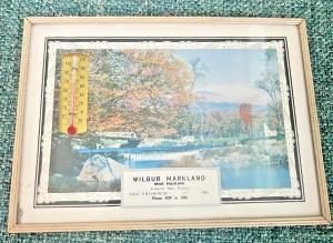 Wilbur Markland Vintage Advertising Landscape Thermometer 1959
