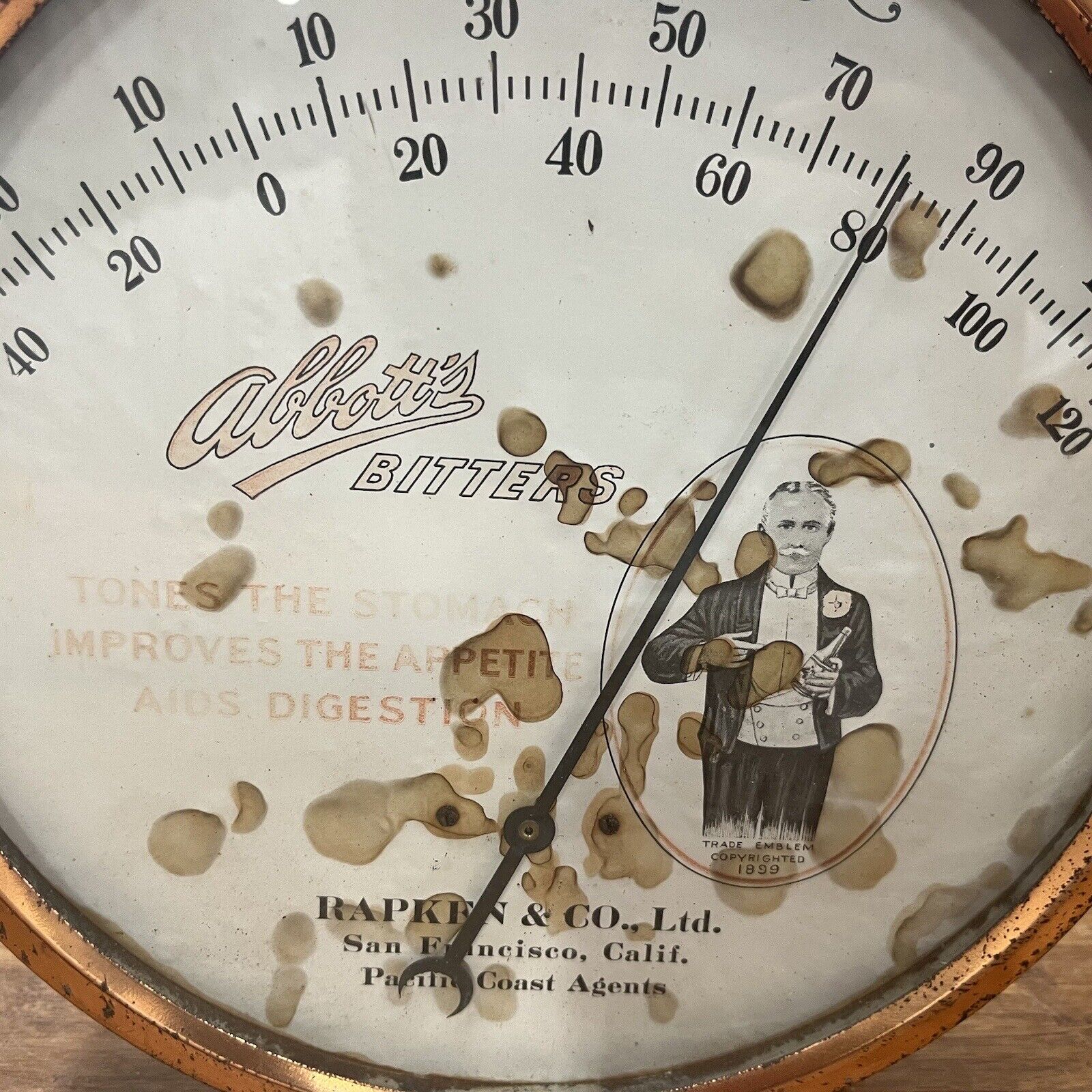 Vintage ABBOTTS BITTERS Thermometer - Brings Digestive Aid