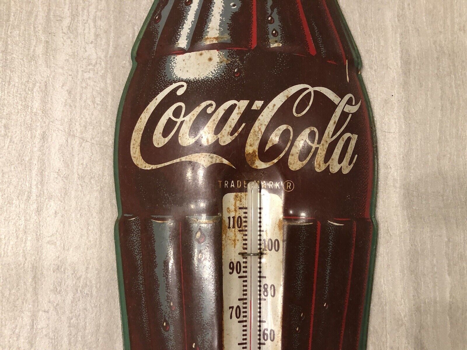Vintage Coca Cola Tin Thermometer - Robertson Antique