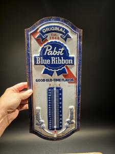 Pabst Blue Ribbon Vintage Metal Advertising Thermometer
