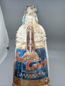 Vintage 1950's Sun Crest Soda Metal Thermometer