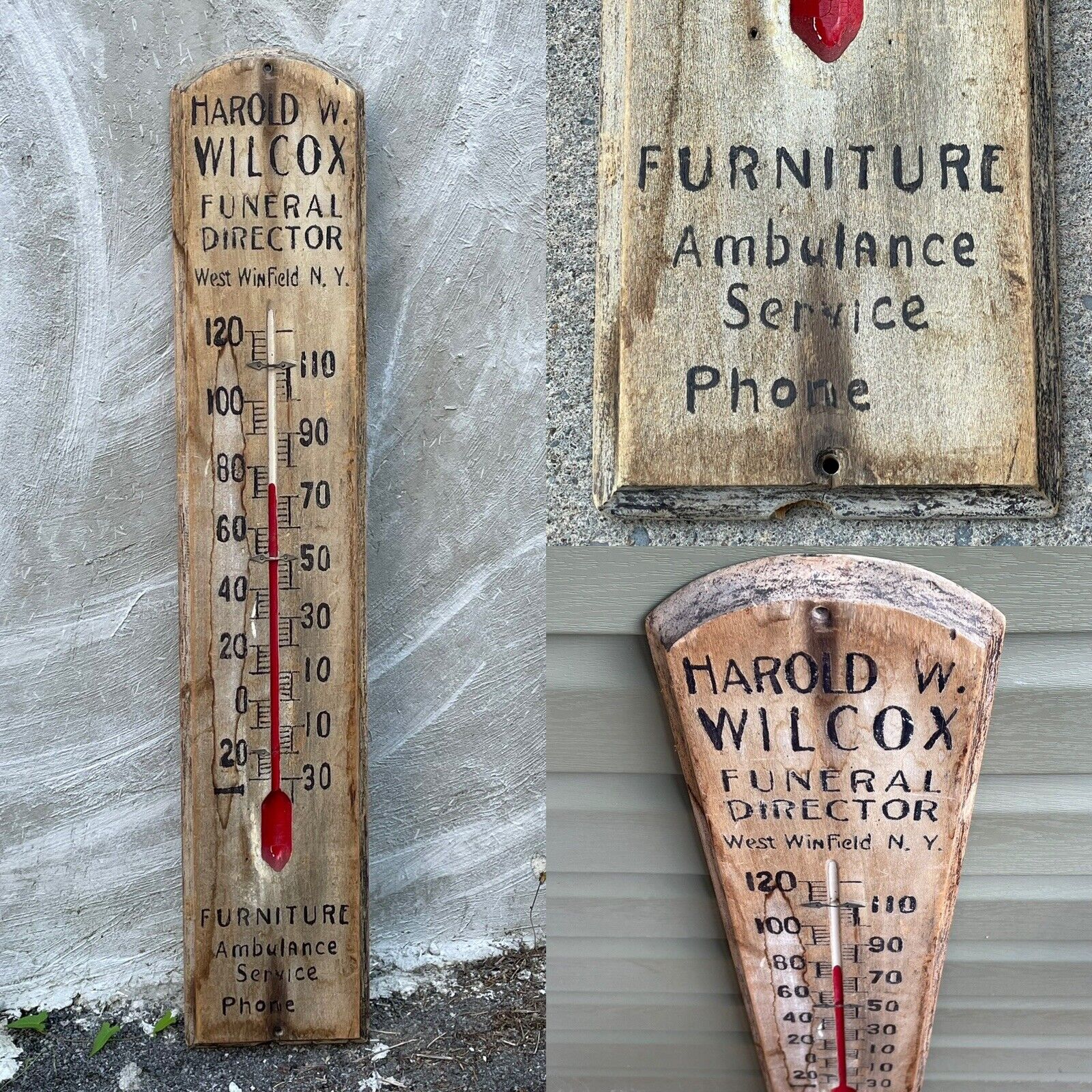 Early Advertising Thermometer for Funeral Home - NY