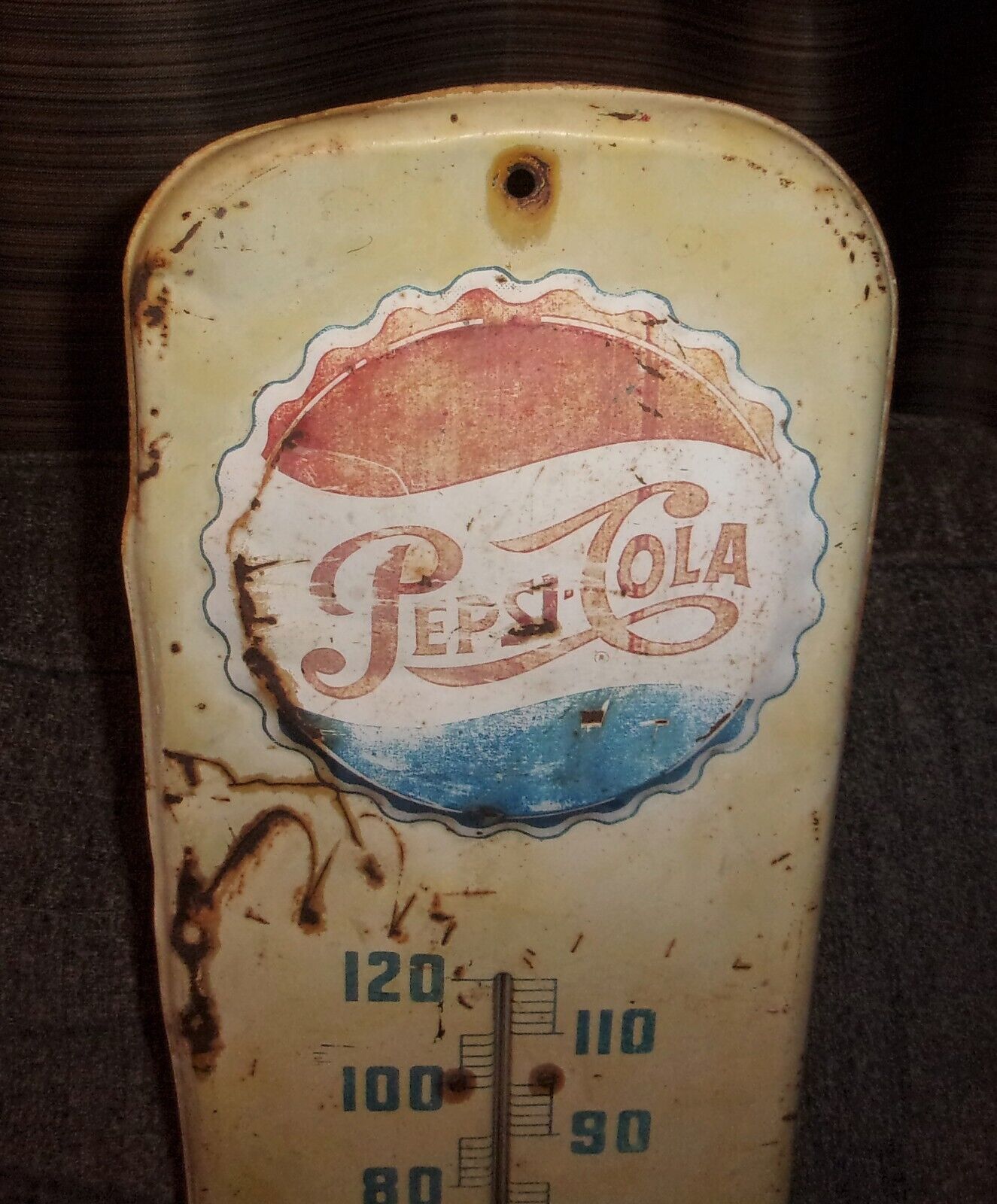 PEPSI COLA Embossed Bottle Cap Thermometer