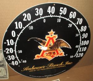 Anheuser Busch 12" Round Eagle Logo Thermometer