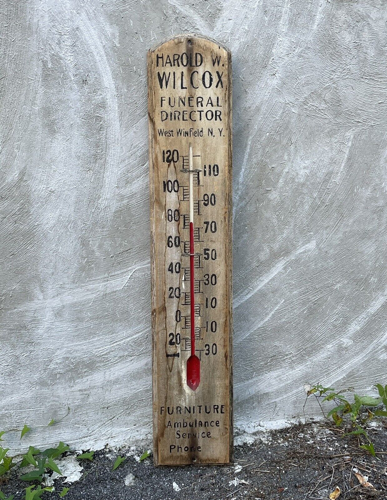 Early Advertising Thermometer for Funeral Home - NY