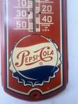 Vintage PEPSI COLA Red Tin Thermometer Sign