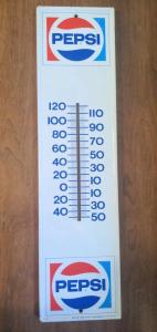 1970s Metal Pepsi Wall Thermometer Advertisement