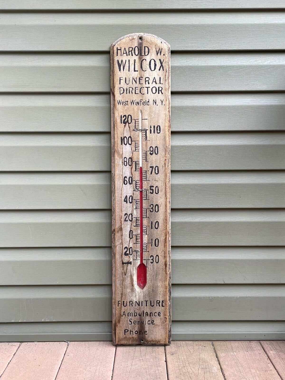 Early Advertising Thermometer for Funeral Home - NY