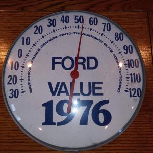 1976 Ford Automobile Vintage Round Thermometer