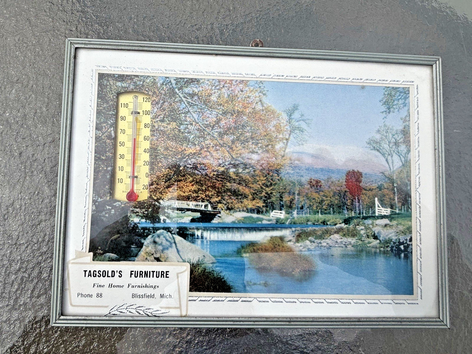 1961 Vintage Outdoor Fall Theme Thermometer