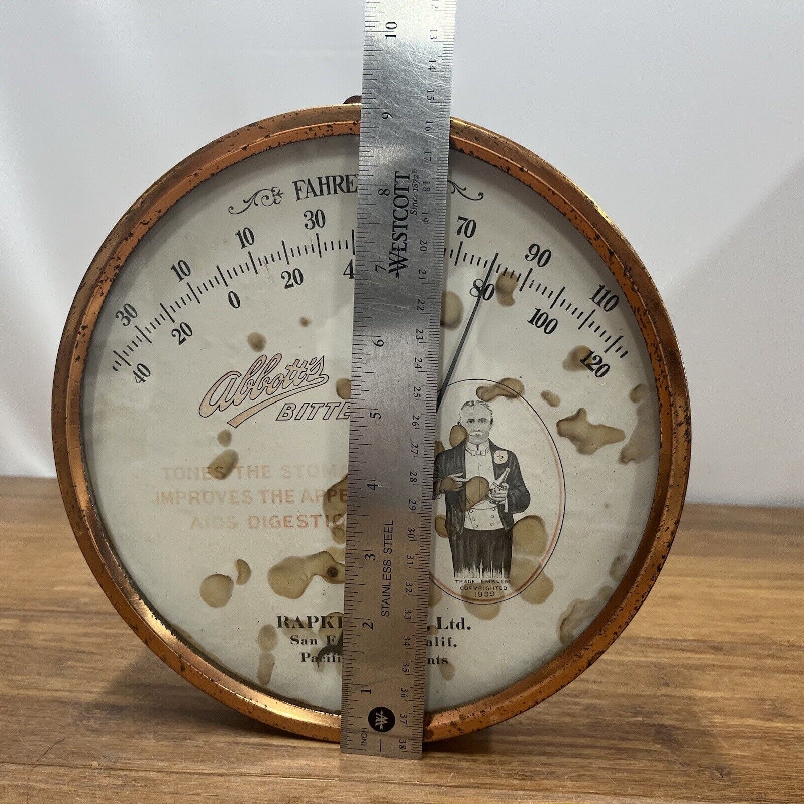 Vintage ABBOTTS BITTERS Thermometer - Brings Digestive Aid
