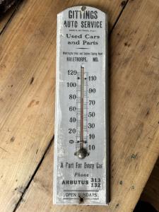 1920s Vintage Auto Service Thermometer Sign