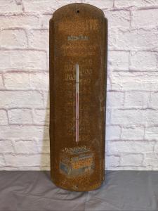 Vintage Auto-lite Battery Thermometer Metal Sign