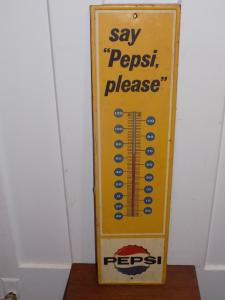 1964 Say Pepsi Please Metal Thermometer