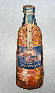 Rare Vintage SUN CREST Orange Soda Thermometer Sign