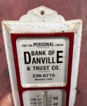 Vintage Bank of Danville Metal Thermometer 13" x 3.75
