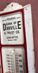 Vintage Bank of Danville Metal Thermometer 13" x 3.75