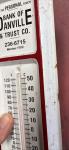 Vintage Bank of Danville Metal Thermometer 13" x 3.75