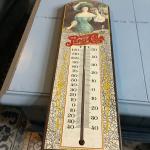 Vintage Pepsi-Cola Wooden Thermometer Sign 23” X 7”