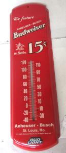 Vintage Budweiser Beer Tavern Wall Thermometer