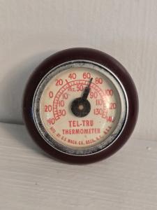 Vintage Tel-Tru Auto Thermometer Red Dial