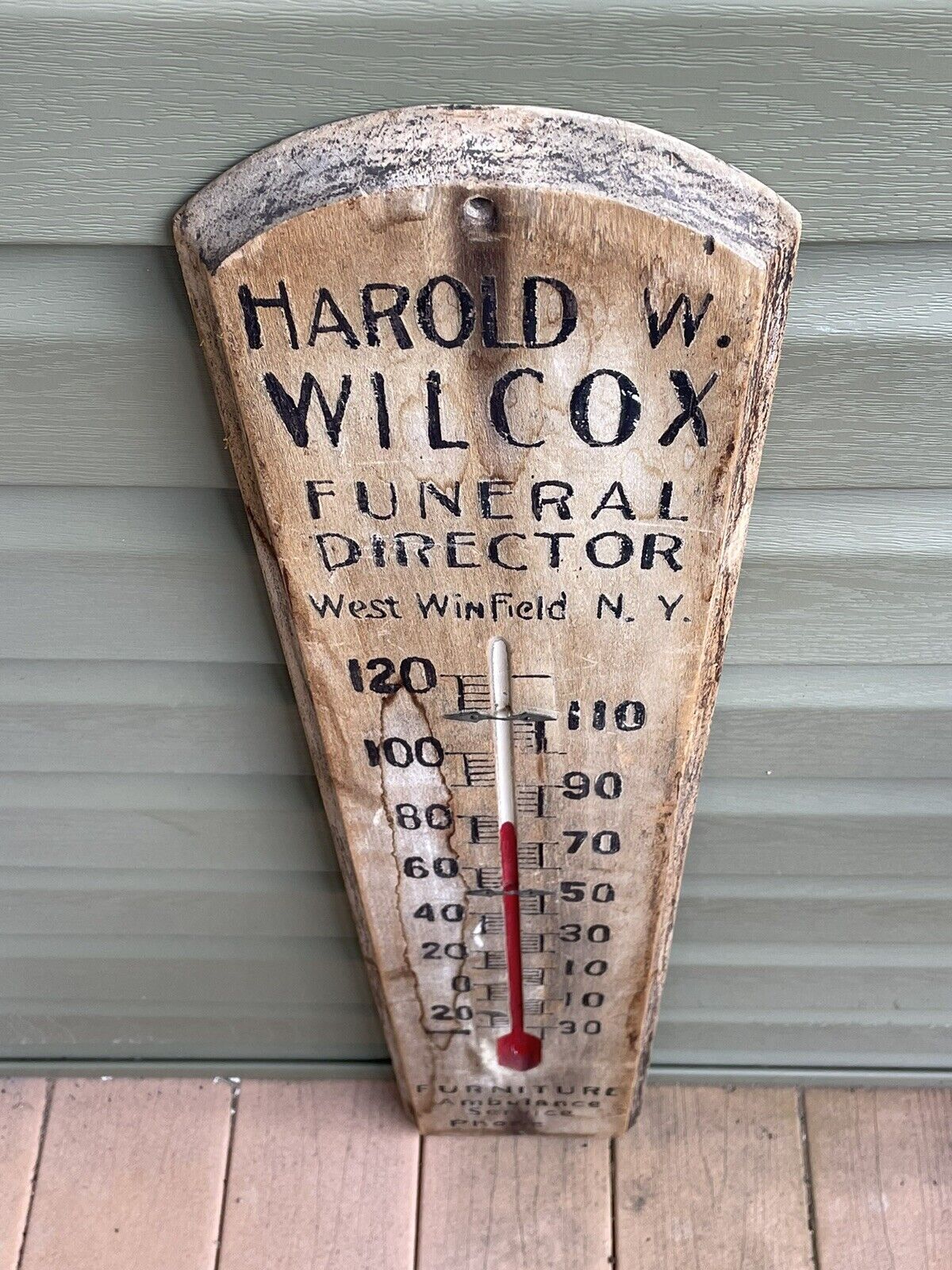 Early Advertising Thermometer for Funeral Home - NY