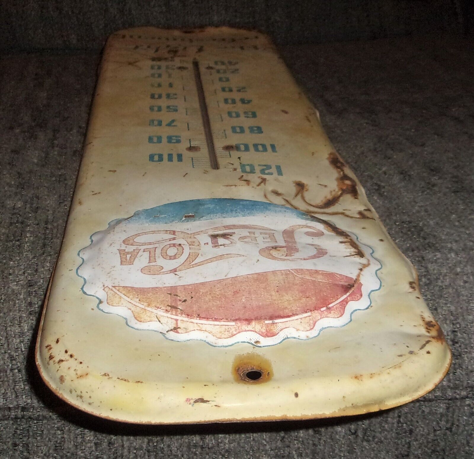 PEPSI COLA Embossed Bottle Cap Thermometer