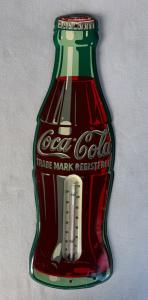 1957 Coca Cola Bottle Metal Thermometer Sign