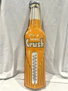 Vintage Orange Crush Soda Bottle Thermometer Sign