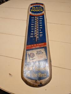 Vintage Chew Mail Pouch Tobacco Thermometer 39" x 8